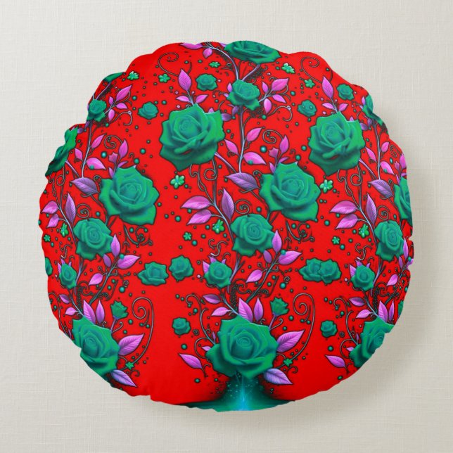 Colourful Digital 3D Design Round Throw Pillow (16 (Front)