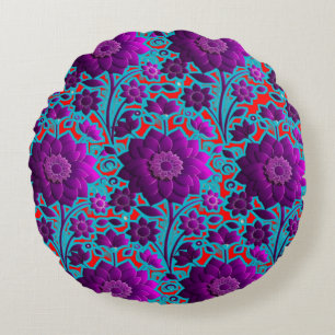 Colourful Digital 3D Design Round Throw Pillow (16