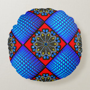Colourful Digital 3D Design Round Throw Pillow (16