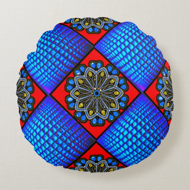 Colourful Digital 3D Design Round Throw Pillow (16 (Front)