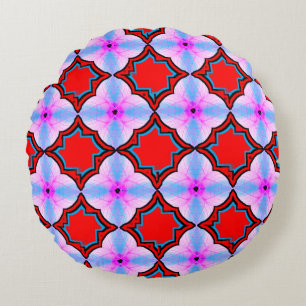 Colourful Digital 3D Design Round Throw Pillow (16