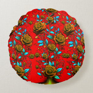 Colourful Digital 3D Design Round Throw Pillow (16