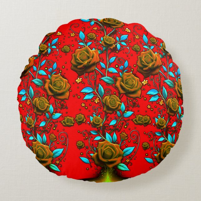 Colourful Digital 3D Design Round Throw Pillow (16 (Front)