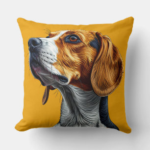Colourful Digital Artwork of a Beagle Dog Cushion