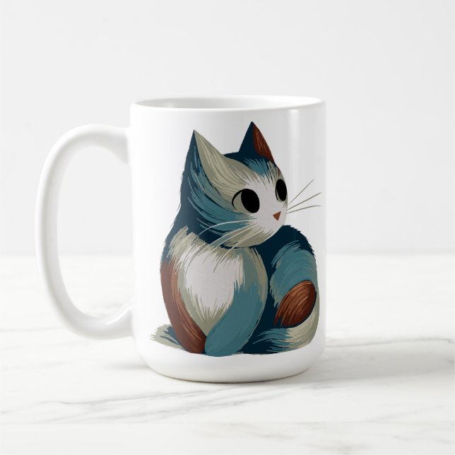 Colourful Digital Cat Art Coffee Mug (Left)