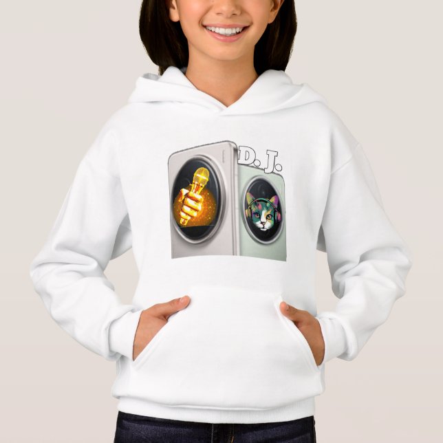 Colourful Digital Design Girl's Pullover Hoodie –  (Front)