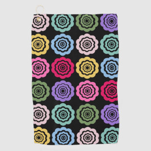 Colourful Digital Flower Pattern Golf Towel