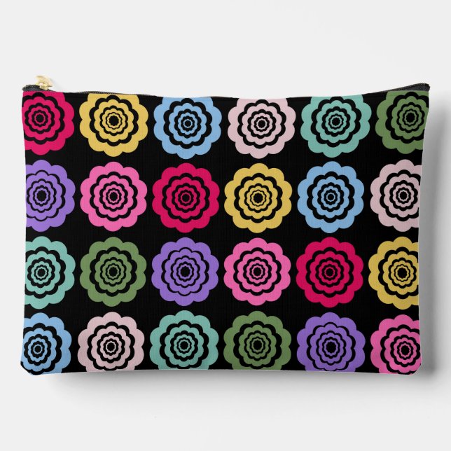 Colourful Digital Flower Pattern Large Accessory Pouch (Front)