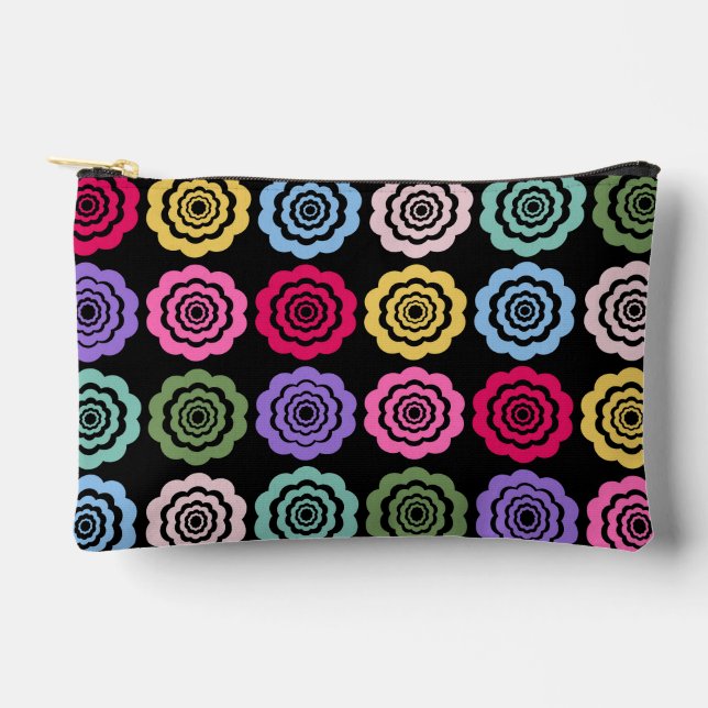 Colourful Digital Flower Pattern Small Accessory Pouch (Front)