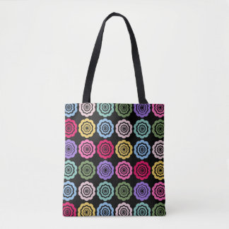 Colourful Digital Flower Pattern Tote Bag