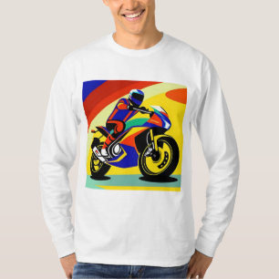 Colourful Digital Illustration of a Motorbike Ride T-Shirt