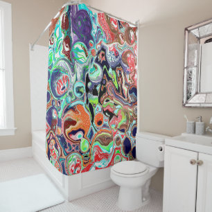 Colourful Digital Marble Abstract Modern Art    Shower Curtain