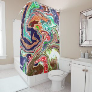 Colourful Digital Marble Abstract Modern Art   Shower Curtain