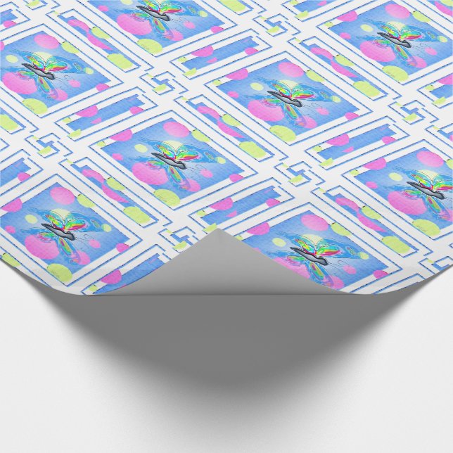 Colourful Dimensional Butterflies Wrapping Paper (Corner)