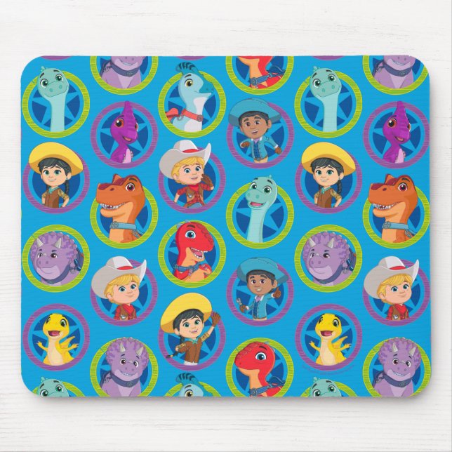 Colourful Dino Ranch Pattern Mouse Pad (Front)