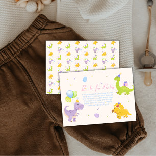 Colourful Dinosaur Balloon Party Books Baby Shower Enclosure Card