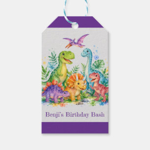 Colourful Dinosaur Birthday Bash Thank You Gift Tags