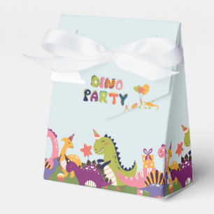 Colourful dinosaur birthday party favour box