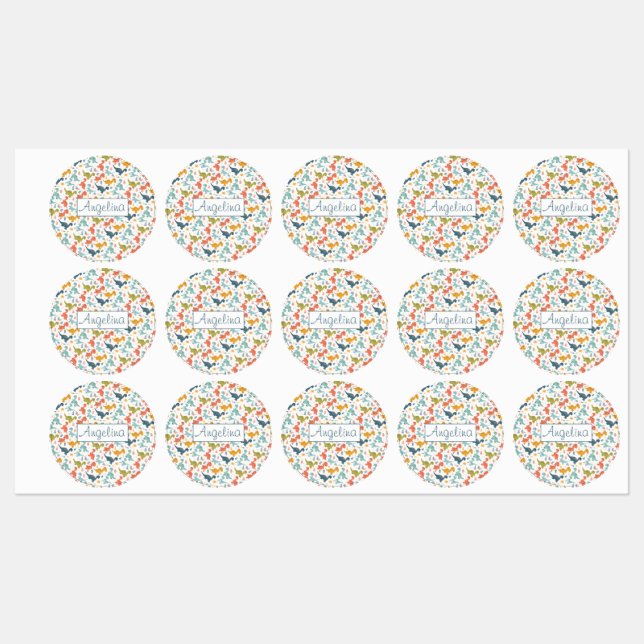 Colourful dinosaur cartoon cute pattern white name (Sheet)