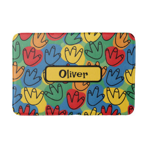 Colourful Dinosaur Footprints Bath Mat