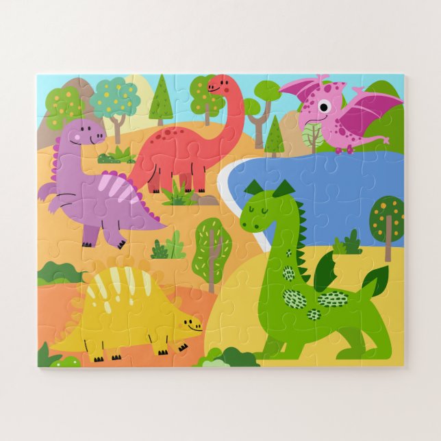 Colourful Dinosaur for Kids Fun & Play Jigsaw Puzzle (Horizontal)