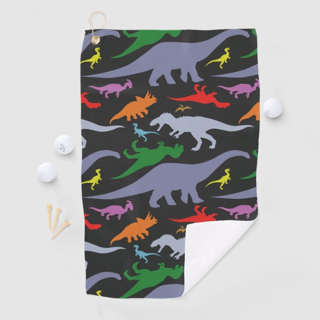 Colourful Dinosaur Pattern (Dark) Golf Towel (InSitu)