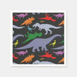 Colourful Dinosaur Pattern (Dark) Napkin