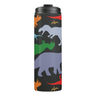 Colourful Dinosaur Pattern (Dark) Thermal Tumbler