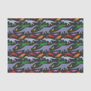 Colourful Dinosaur Pattern (Dark) Tissue Paper