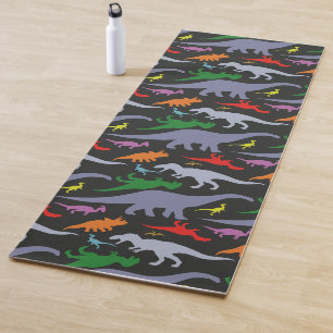 Colourful Dinosaur Pattern (Dark) Yoga Mat