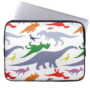 Colourful Dinosaur Pattern (Light) Laptop Sleeve