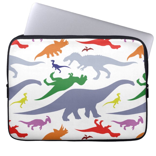 Colourful Dinosaur Pattern (Light) Laptop Sleeve (Front)