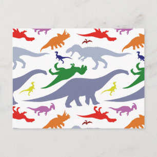 Colourful Dinosaur Pattern (Light) Postcard