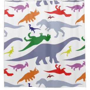 Colourful Dinosaur Pattern (Light) Shower Curtain