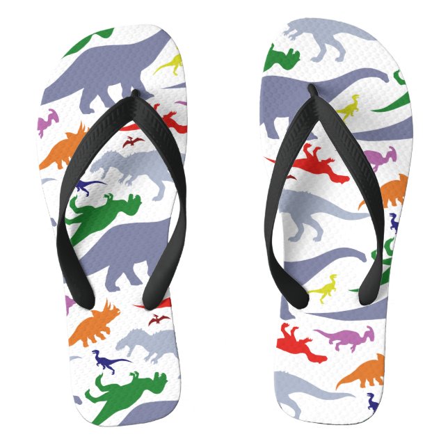 Colourful Dinosaur Pattern (Light) Thongs (Footbed)