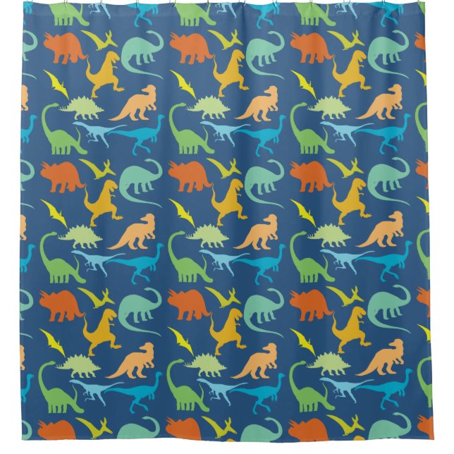 Colourful Dinosaur Pattern Shower Curtain (Front)