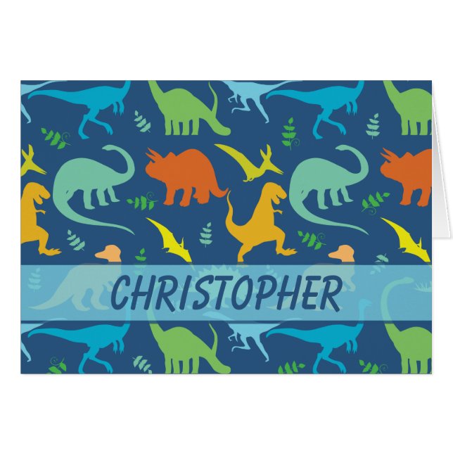 Colourful Dinosaur Pattern to Personalise (Front Horizontal)