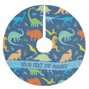 Colourful Dinosaur Pattern to Personalise Brushed Polyester Tree Skirt