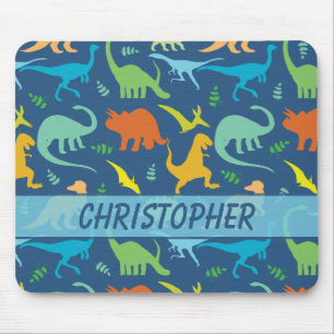 Colourful Dinosaur Pattern to Personalise Mouse Pad