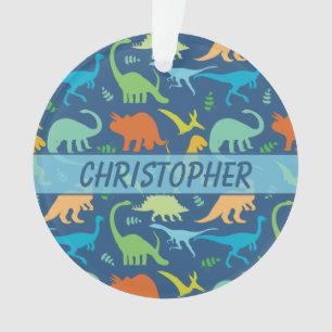 Colourful Dinosaur Pattern to Personalise Ornament