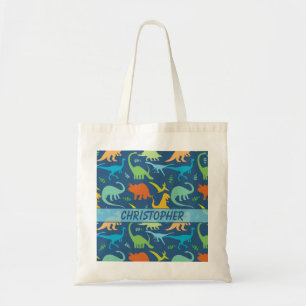 Colourful Dinosaur Pattern to Personalise Tote Bag