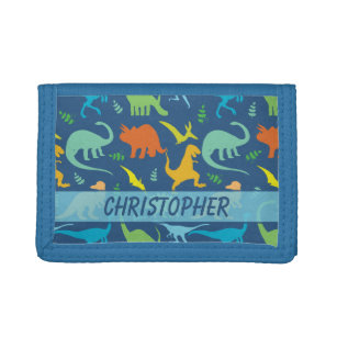 Colourful Dinosaur Pattern to Personalise Tri-fold Wallet