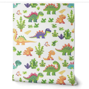 Colourful Dinosaur Pattern Wallpaper