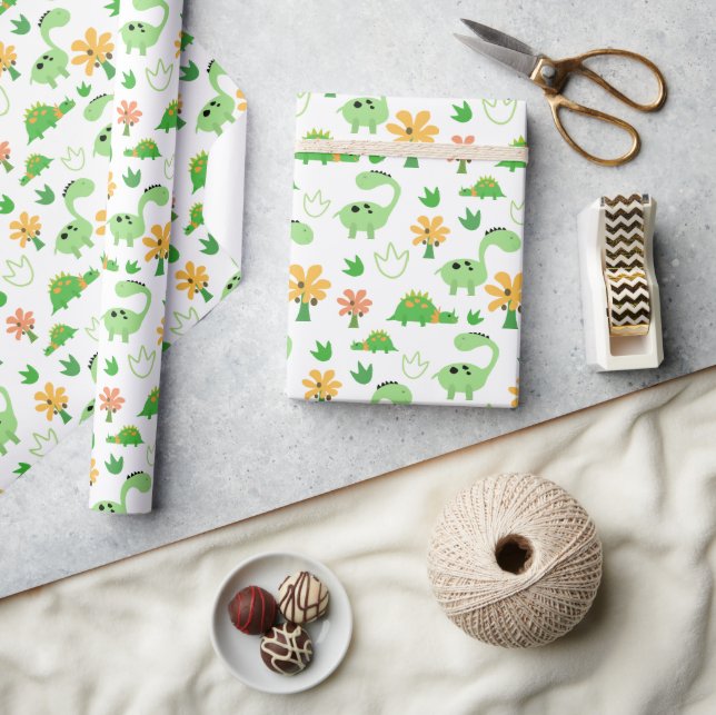 Colourful Dinosaur Pattern  Wrapping Paper (Crafts)
