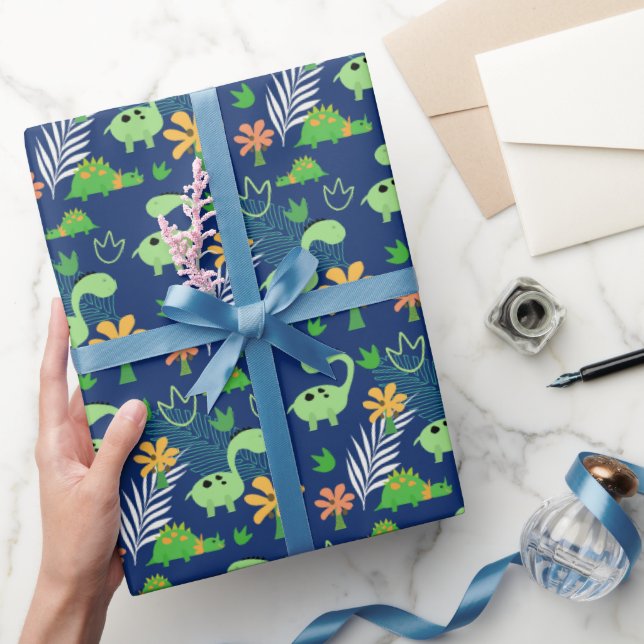 Colourful Dinosaur Pattern  Wrapping Paper (Gifting)