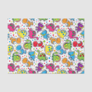 Colourful Dinosaur Seamless Pattern, Dinosaur Seam Tissue Paper