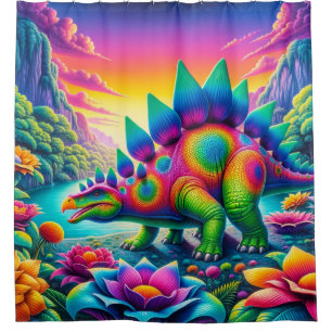 Colourful Dinosaur Shower Curtain