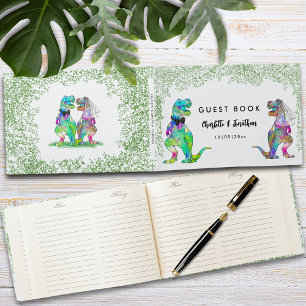 Colourful Dinosaur Theme Wedding Guest Book