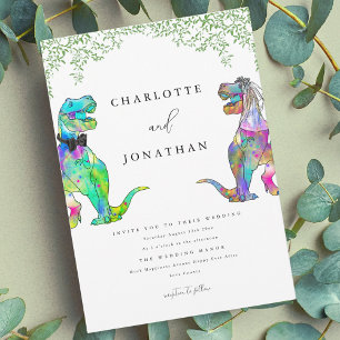 Colourful Dinosaur Theme Wedding Invitation