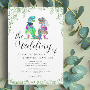 Colourful Dinosaur Theme Wedding Invitation
